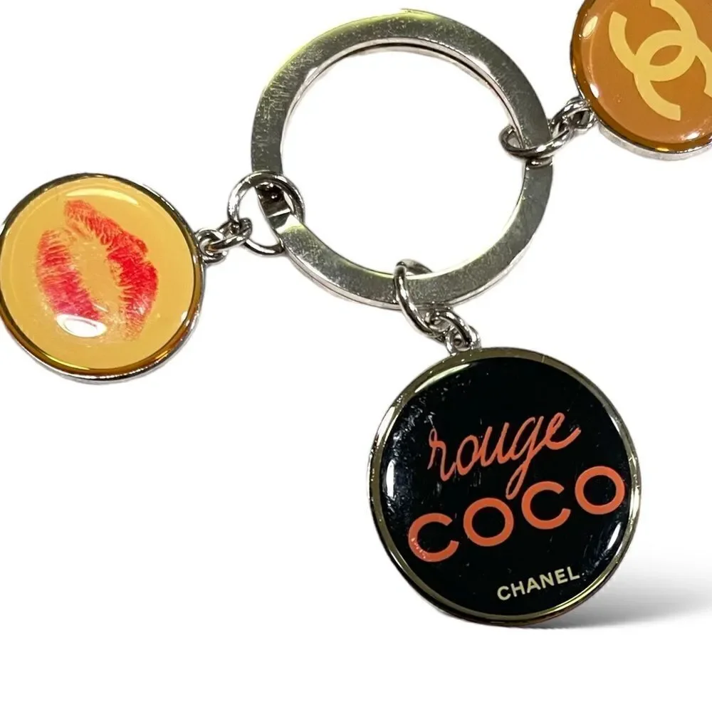 Authentic CHANEL COCO 3 Charm CC Logo Keychain/Key Holder